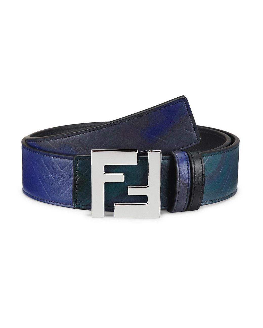 Fendi Cintura Reversible Branded Buckle Leather Belt in Blue for Men | Lyst