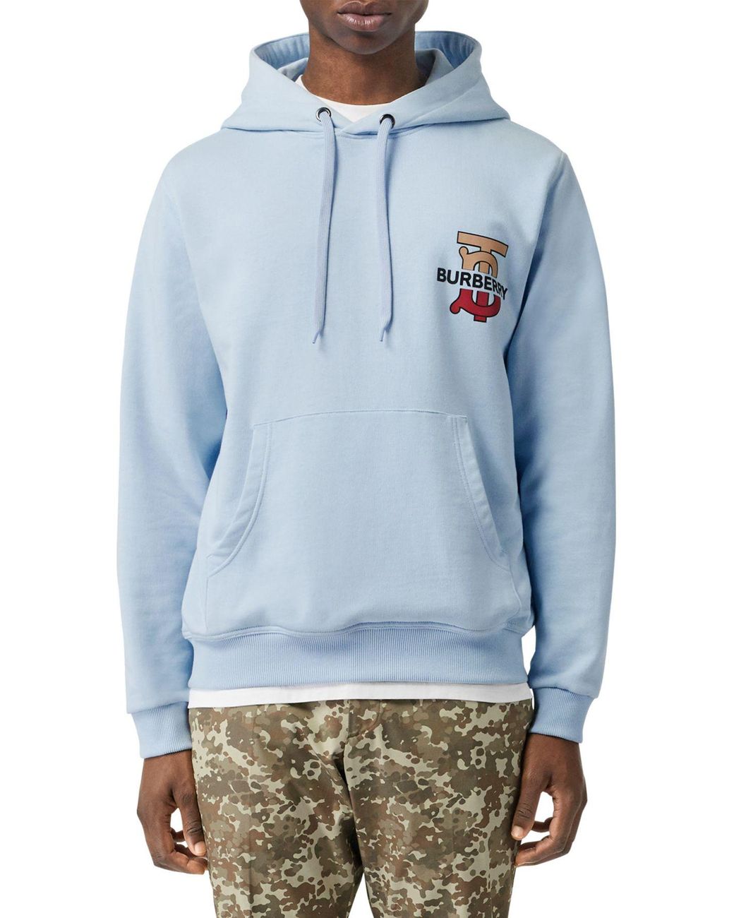Burberry Monogram Motif Hooded Sweatshirt in Blue for Men | Lyst