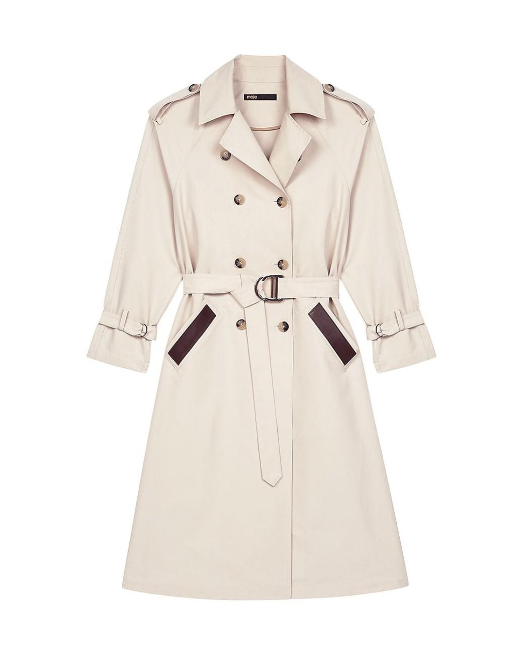 Maje Gary Trench Coat in Natural | Lyst