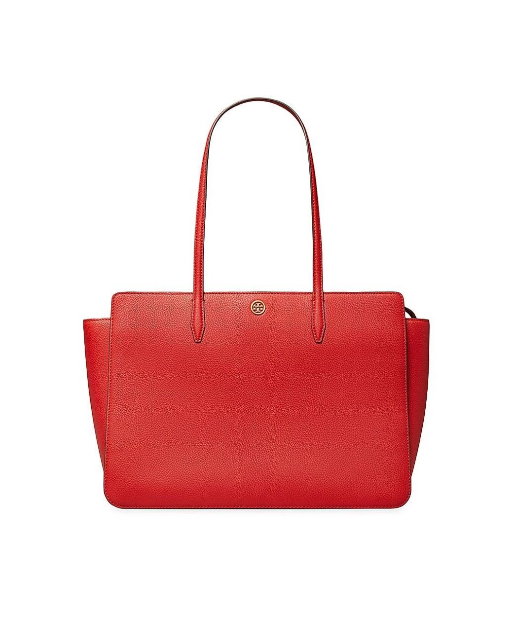 Tory Burch Robinson Pebble Leather Tote in Red | Lyst