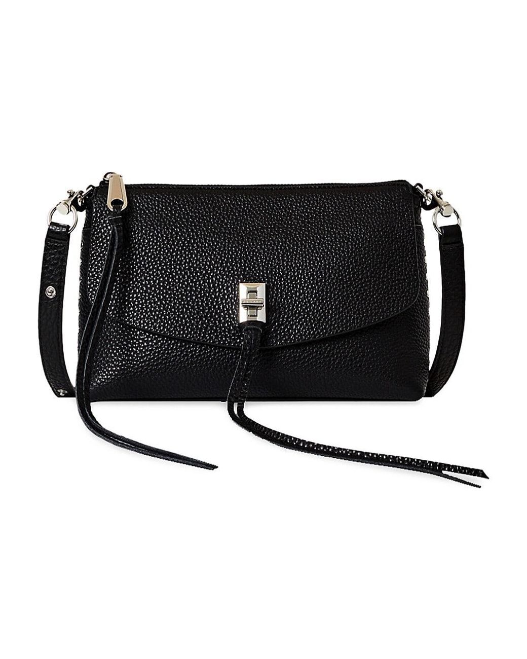 Rebecca Minkoff Darren Top Zip Leather Crossbody Bag in Black - Lyst