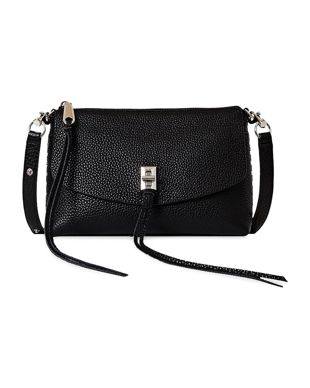 Rebecca Minkoff Darren Top Zip Leather Crossbody Bag in Black Lyst