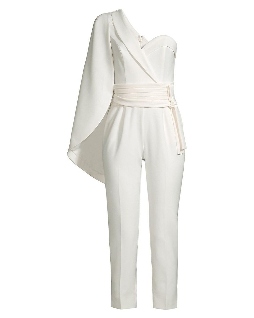 Lavish Alice Synthetic One-shoulder Cape Jumpsuit in White | Lyst