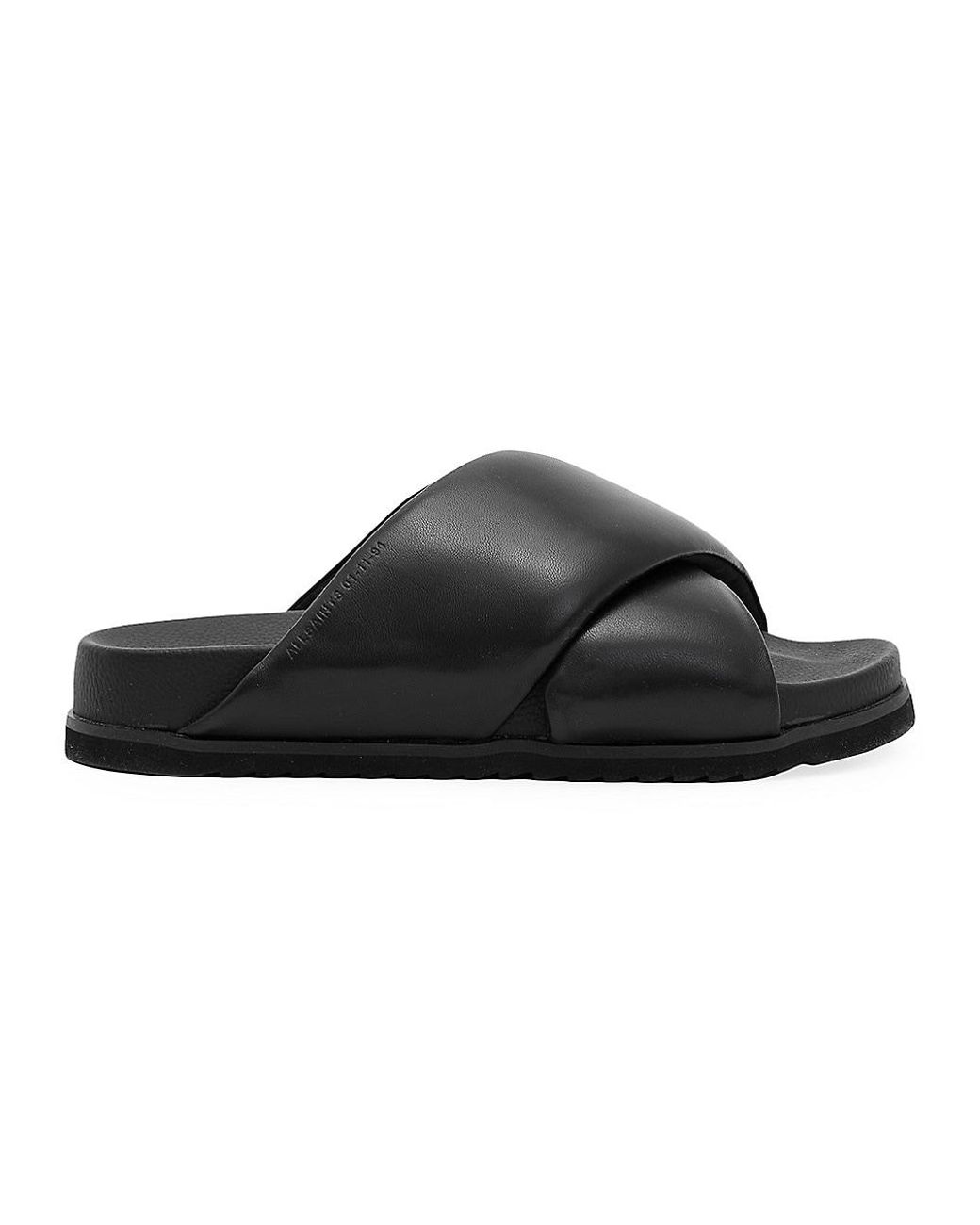 AllSaints Saki Leather Sandals in Black | Lyst