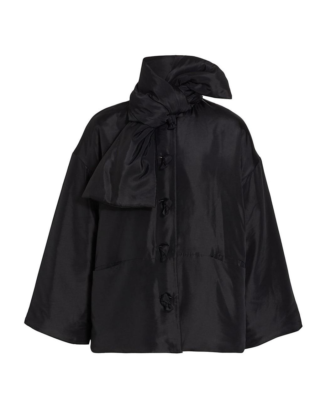 Totême Synthetic Padded Scarf-collar Jacket in Black | Lyst