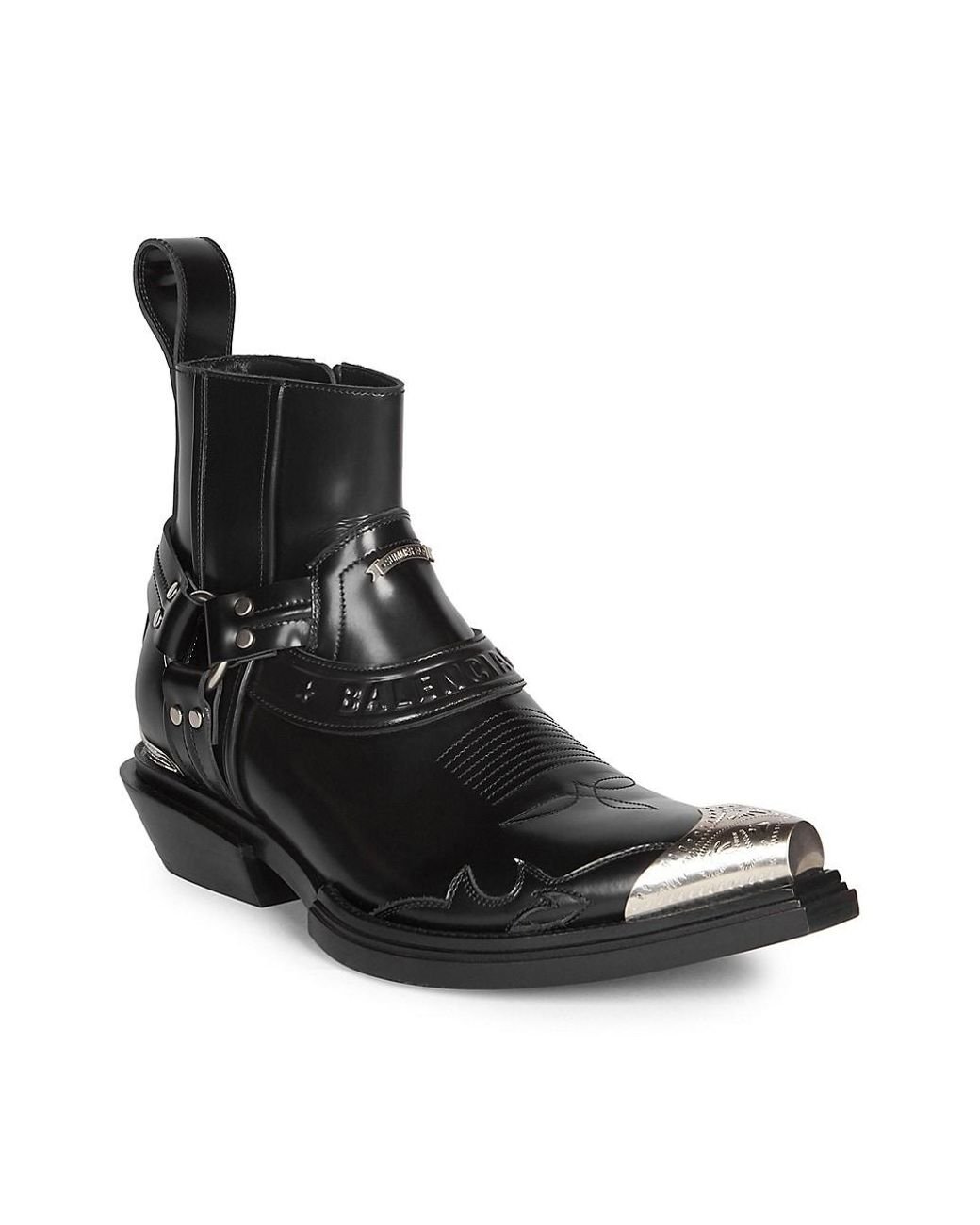 Balenciaga Santiag Western Leather Boots in Black for Men | Lyst