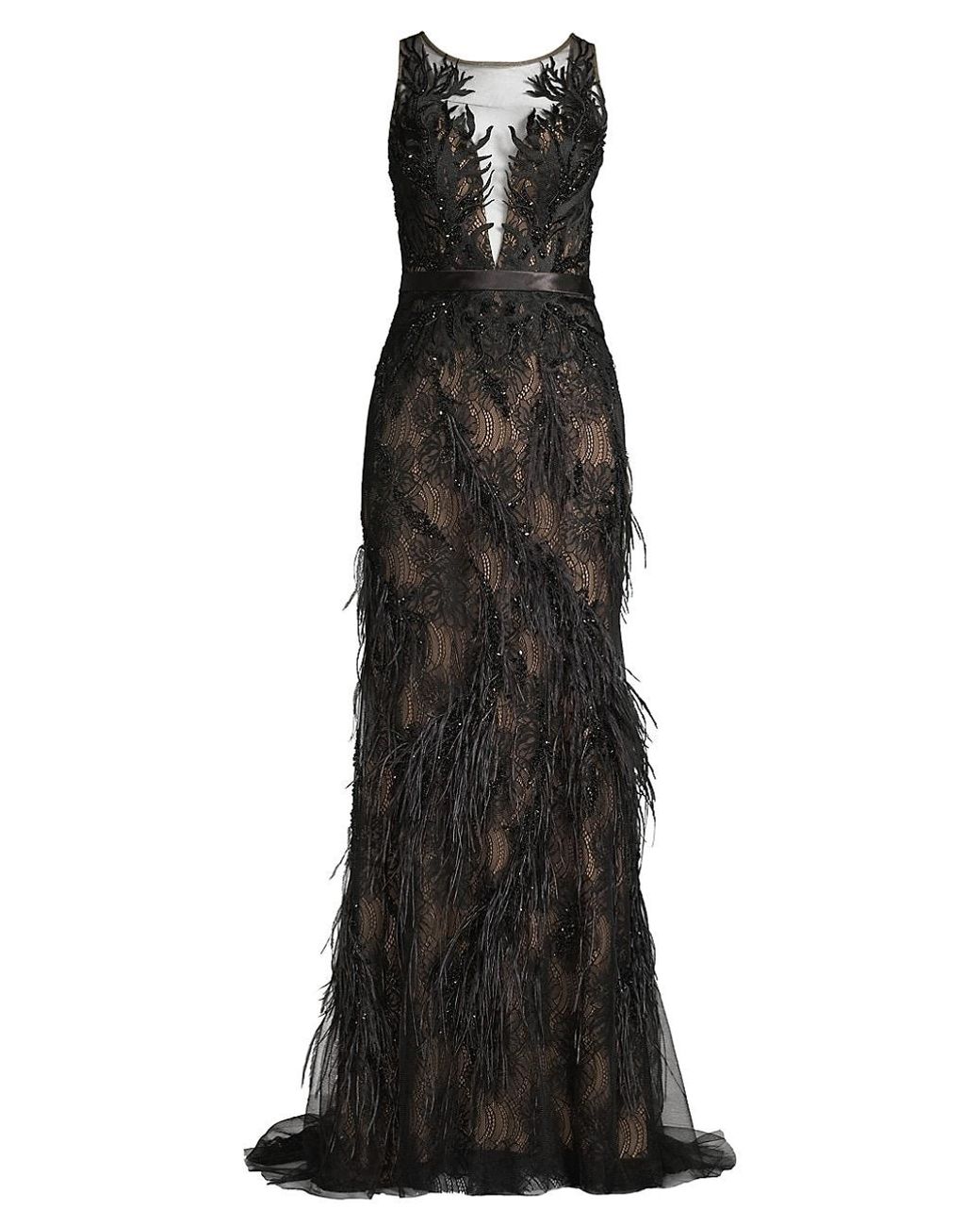 basix black label feather gown