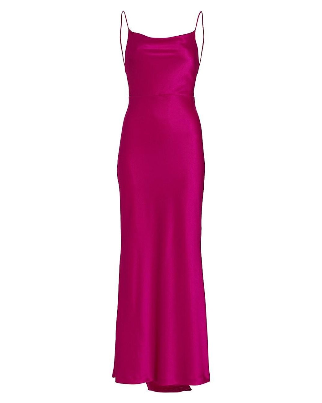 Alice + Olivia Montana Satin Cowlneck Gown in Raspberry (Pink) | Lyst