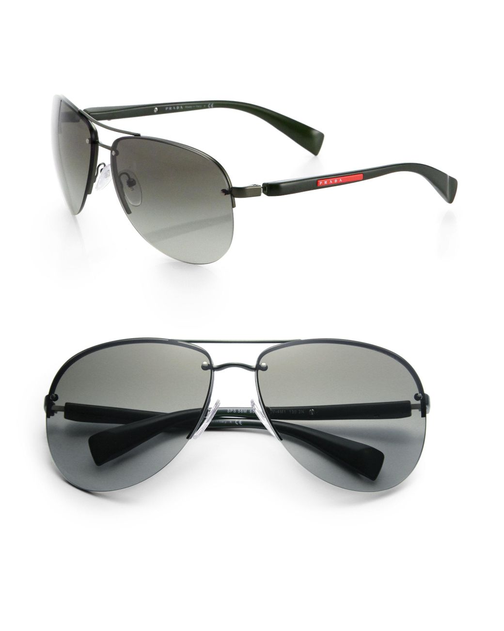 Prada 65mm Oversized Aviator Sunglasses in Green for Men | Lyst