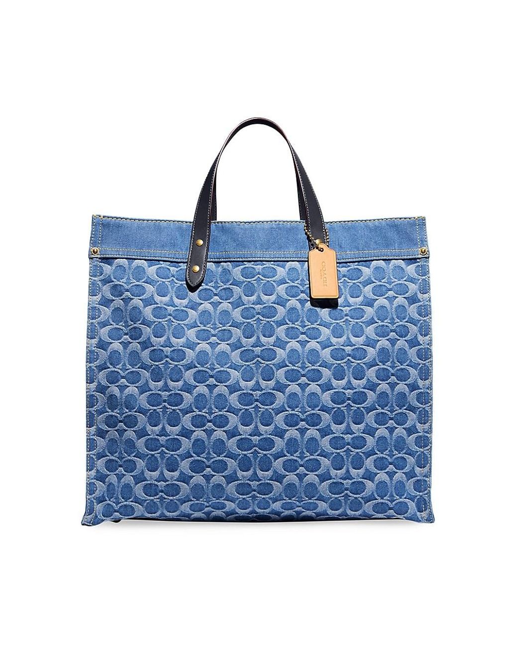 COACH Logo Print Denim Field Tote in Washed Denim (Blue) for Men Lyst