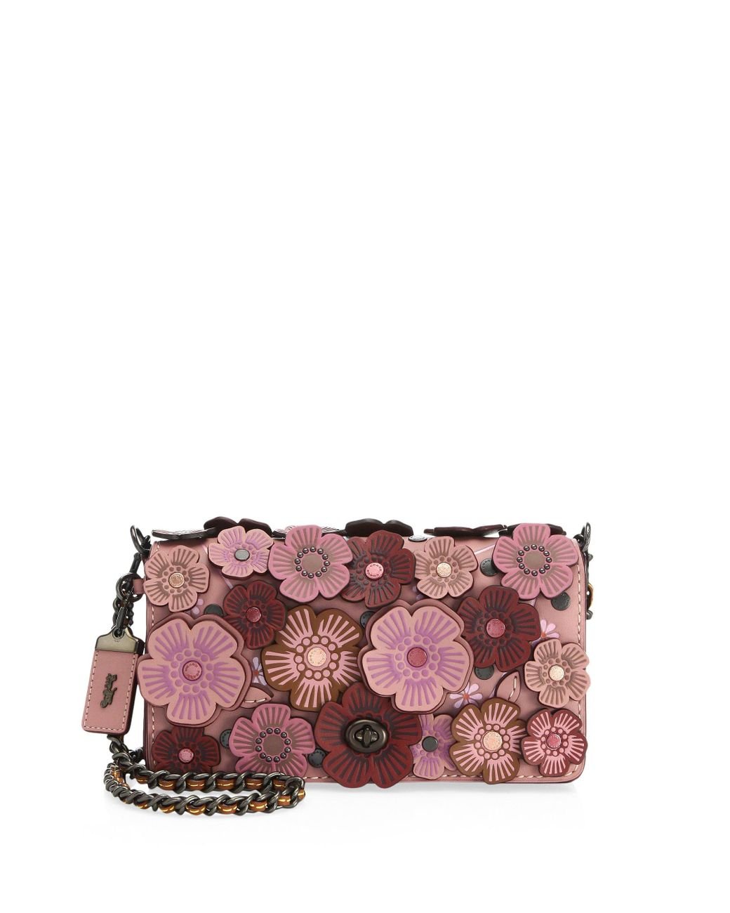 COACH Tea Rose Applique Leather Crossbody Bag in Pink | Lyst