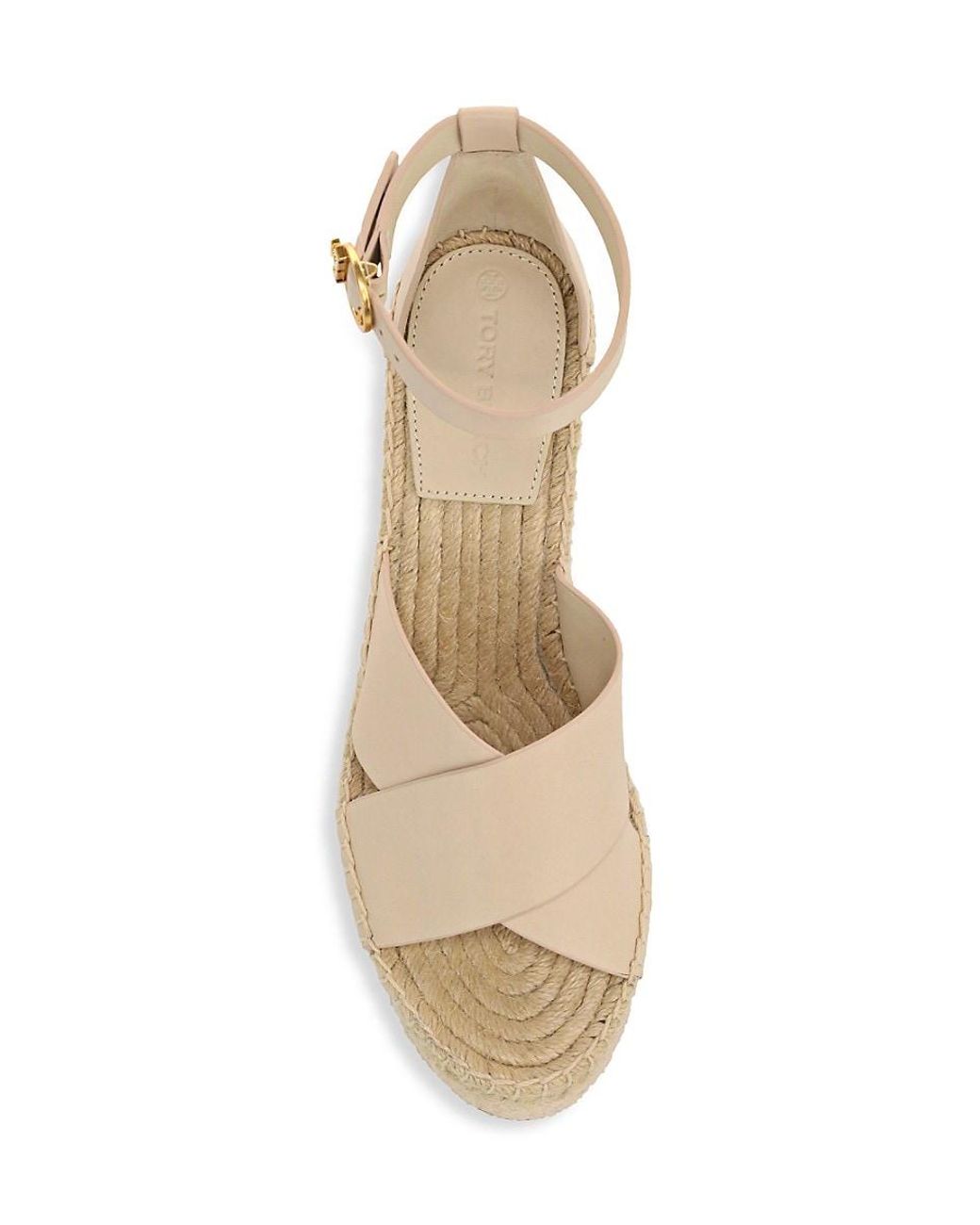 Tory Burch Selby Leather Platform Espadrille Wedges in Natural | Lyst