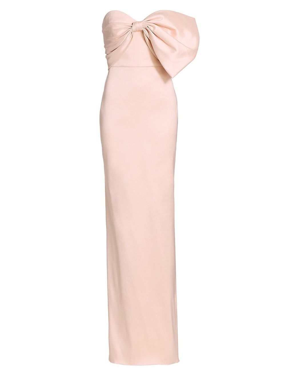 Badgley Mischka Mikado Strapless Bow Gown in Pink | Lyst