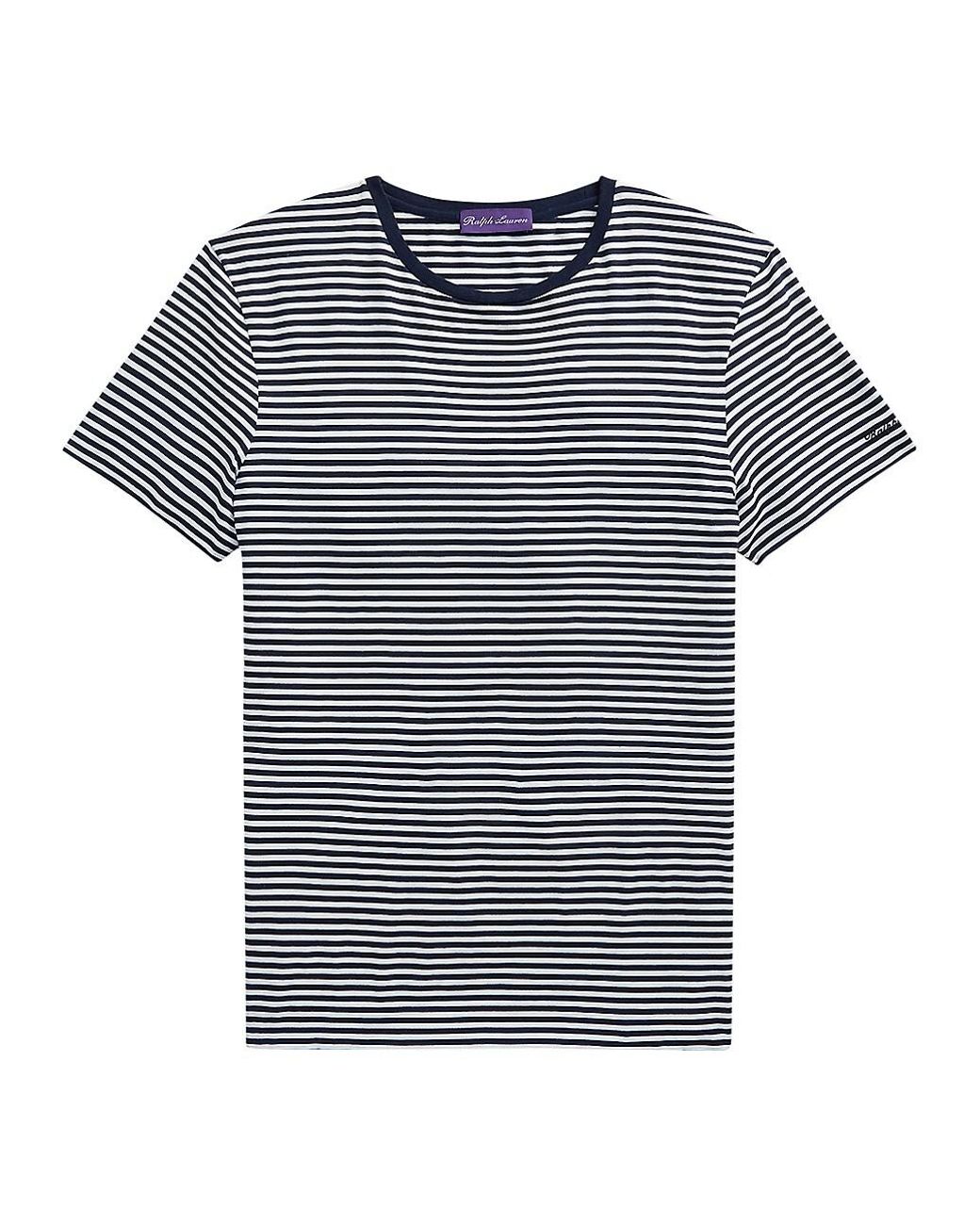 Ralph Lauren Purple Label Crewneck Striped T-shirt in Blue for Men | Lyst