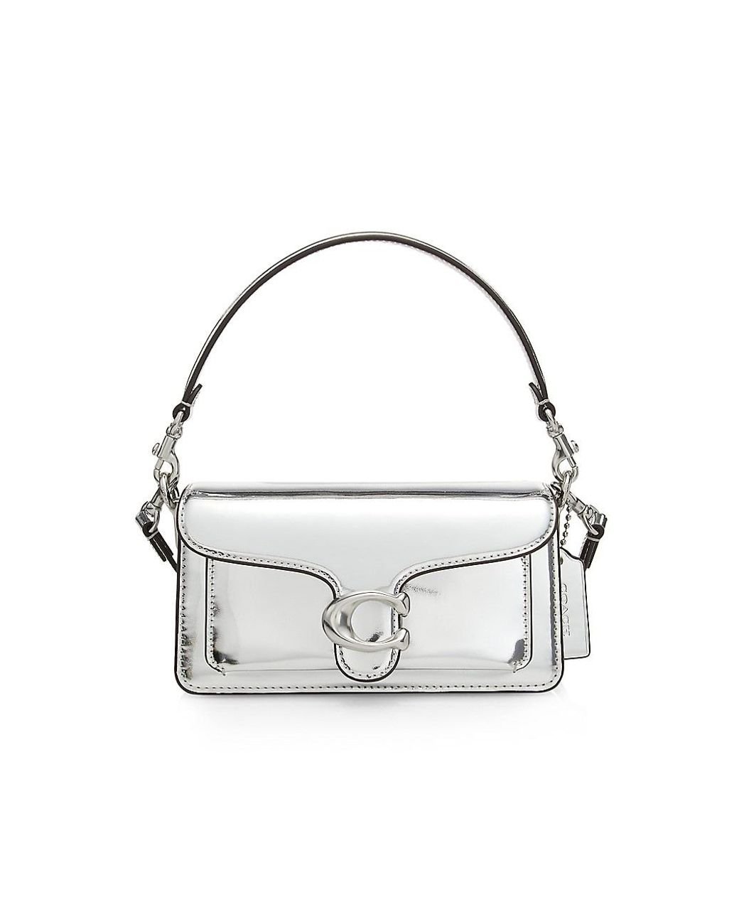 COACH Tabby Mirror Metallic Shoulder Bag in White | Lyst