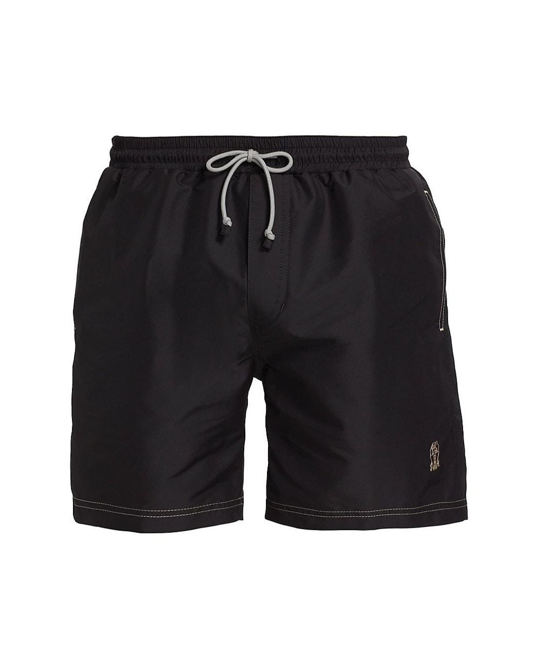 Brunello Cucinelli Drawstring Swim Shorts in Black for Men | Lyst