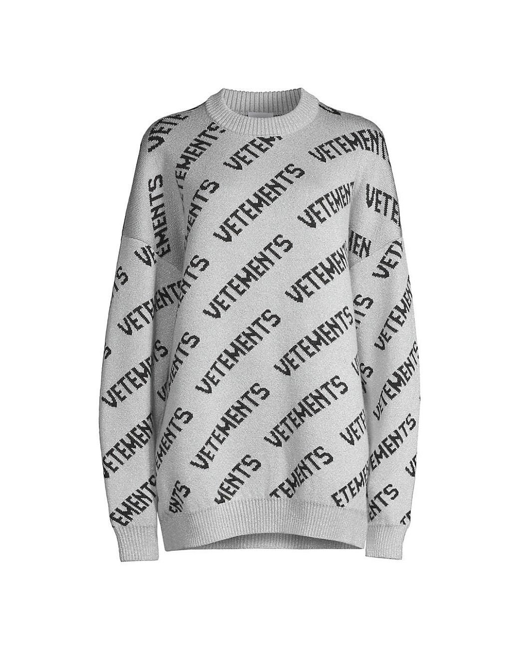 Vetements Lurex Monogram Sweater in Gray for Men