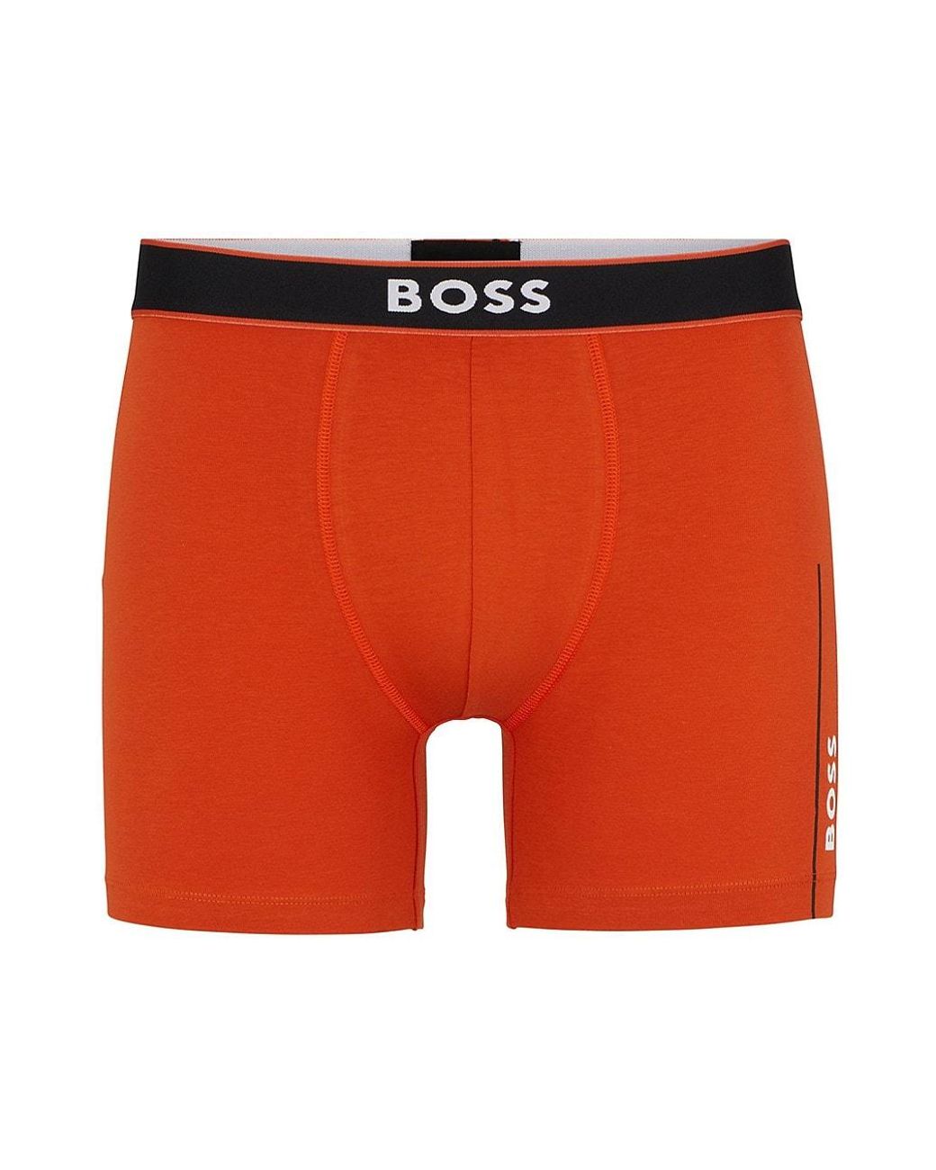 lovende Kontrakt Optøjer BOSS by HUGO BOSS Stretch-cotton Boxer Briefs With Stripes And Logos in  Orange for Men | Lyst