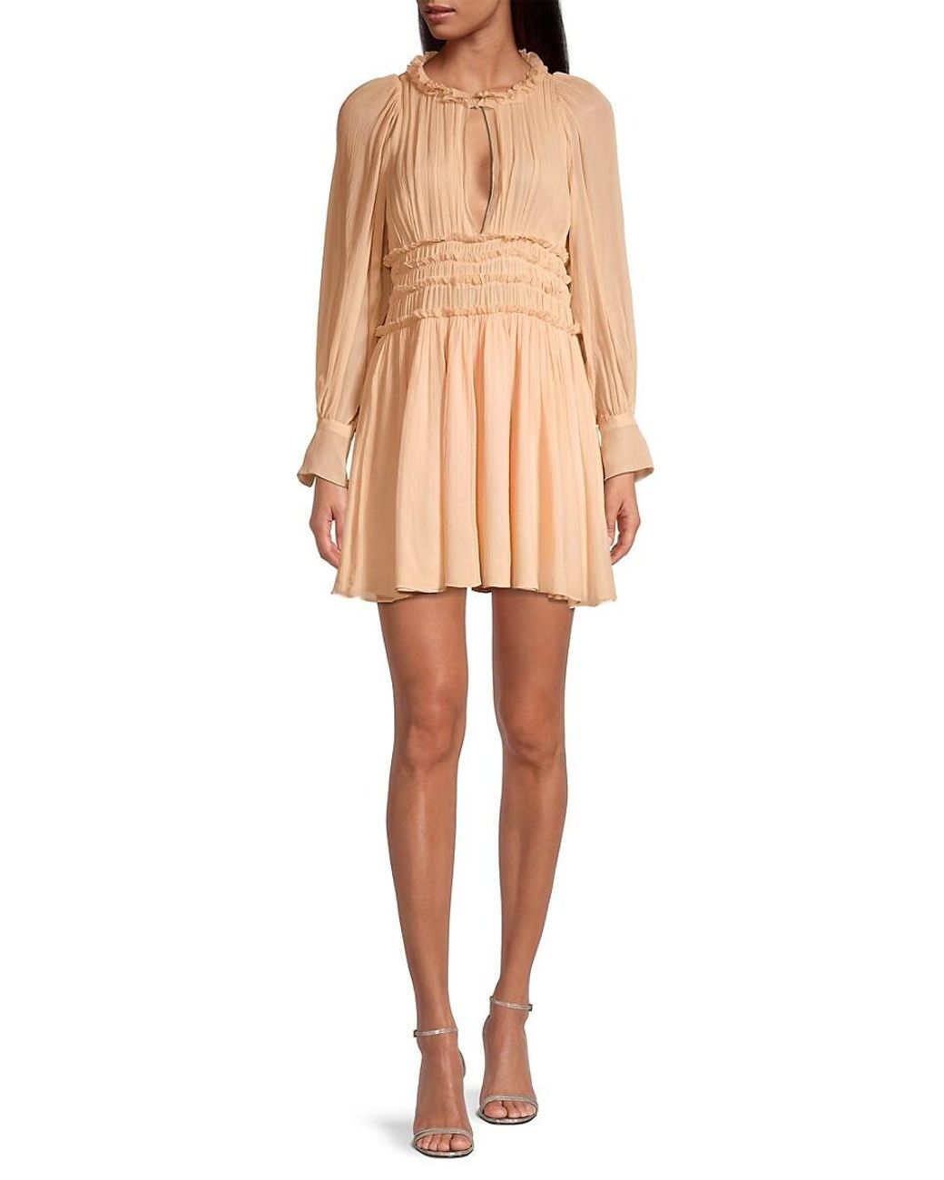 Rebecca Taylor Silk Keyhole Long Sleeve 