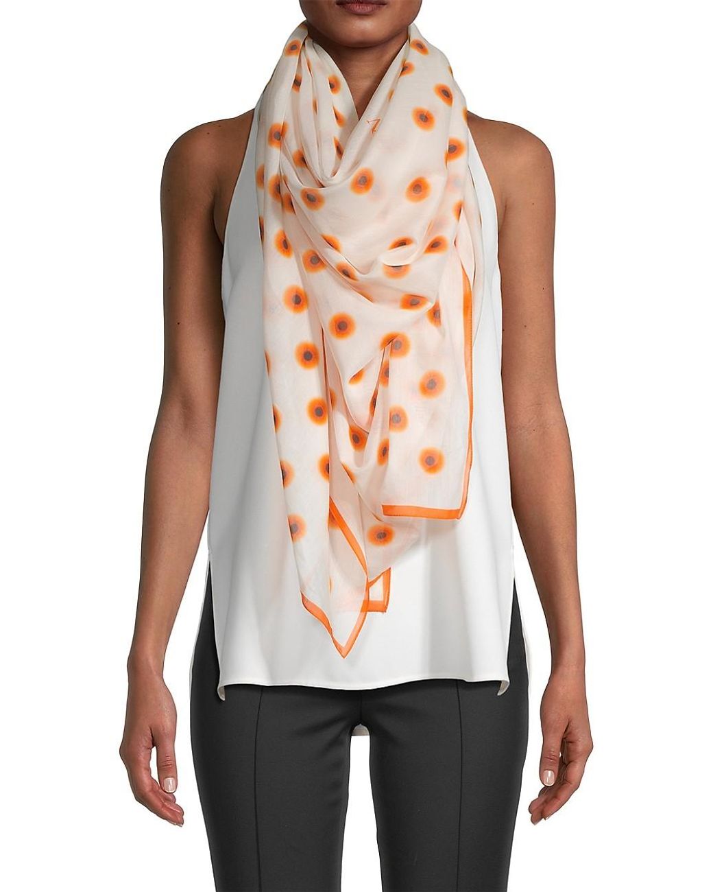 Printed cotton and silk-blend scarf
