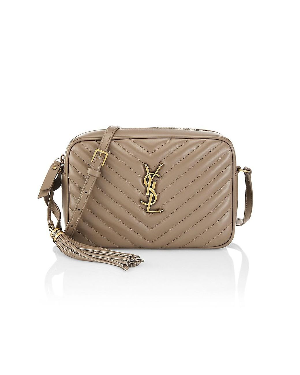 Saint Laurent Lou Medium YSL Quilted Leather Crossbody Bag Taupe