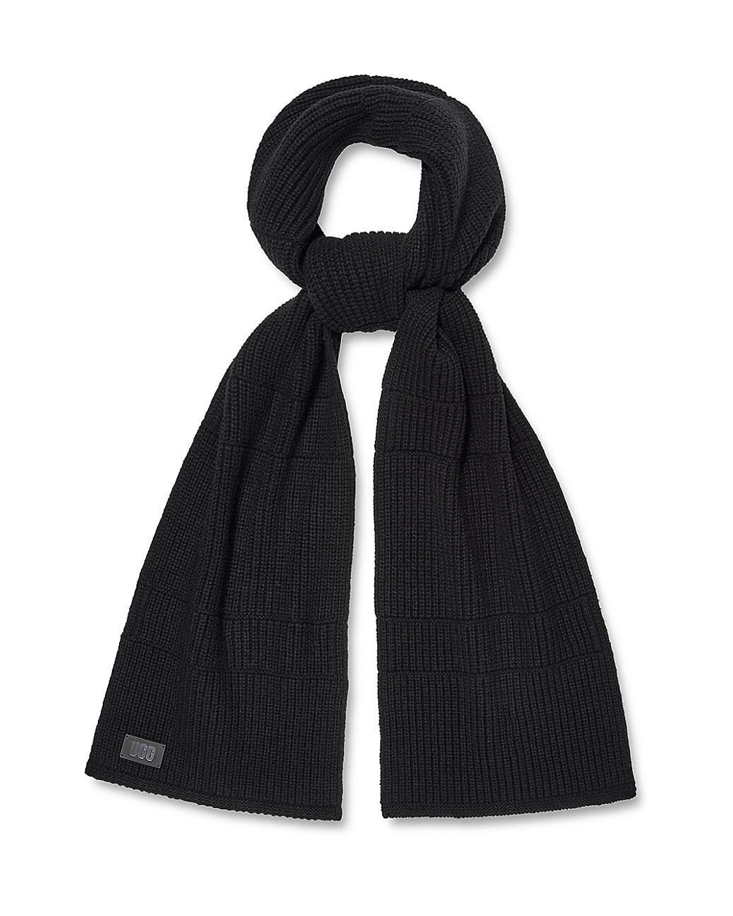 UGG Ribbed Knit Scarf in Black for Men | Lyst