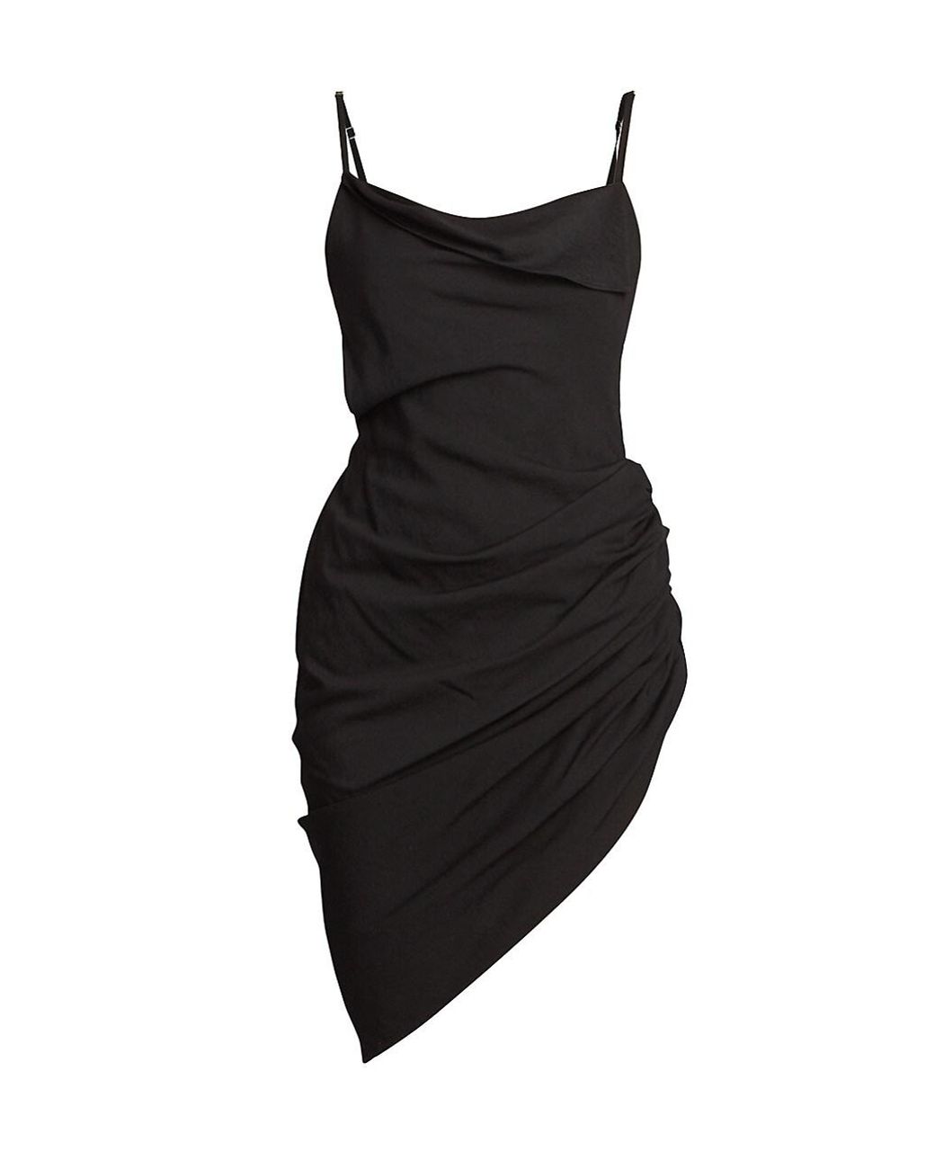 Jacquemus Synthetic Draped Asymmetric Minidress in Black | Lyst