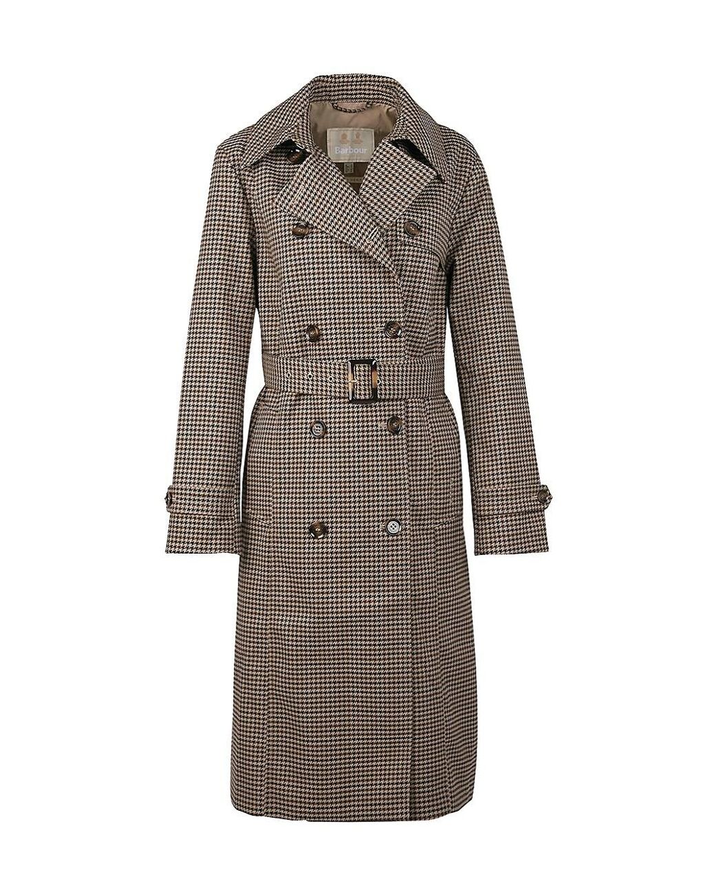 Barbour Synthetic Greta Houndstooth Doublebreasted Trench Coat Lyst