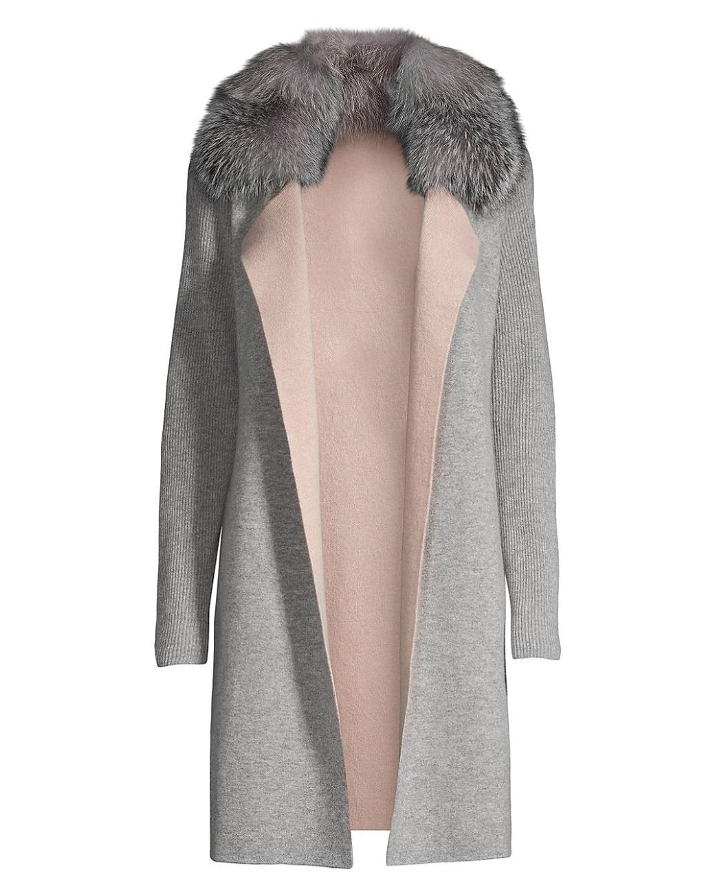 Sofia Cashmere Fox Fur-collar Cashmere 
