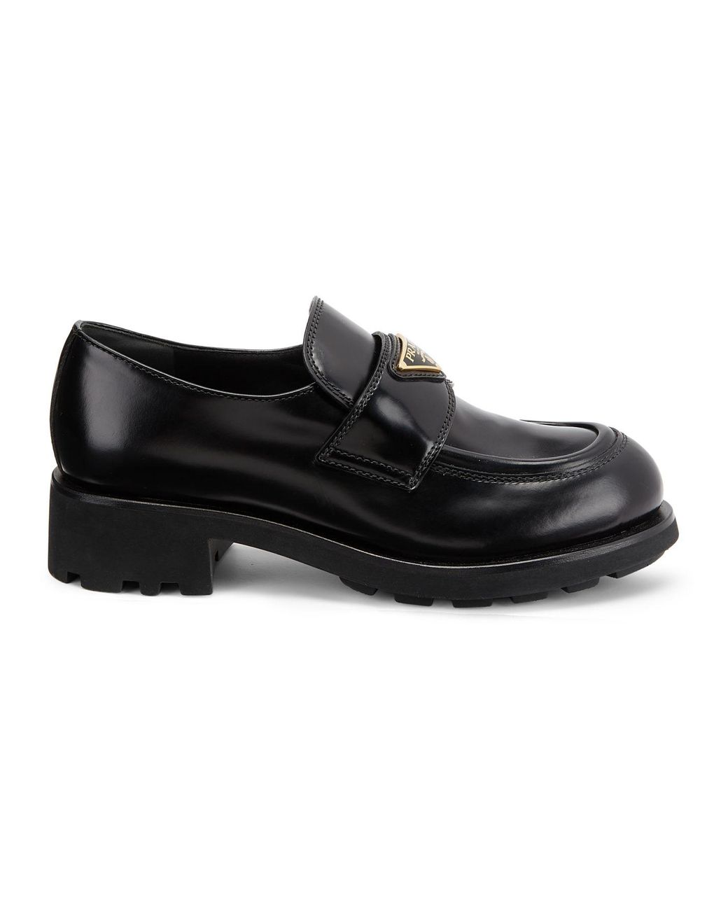 Prada Leather Lug-sole Loafers in Nero (Black) - Lyst