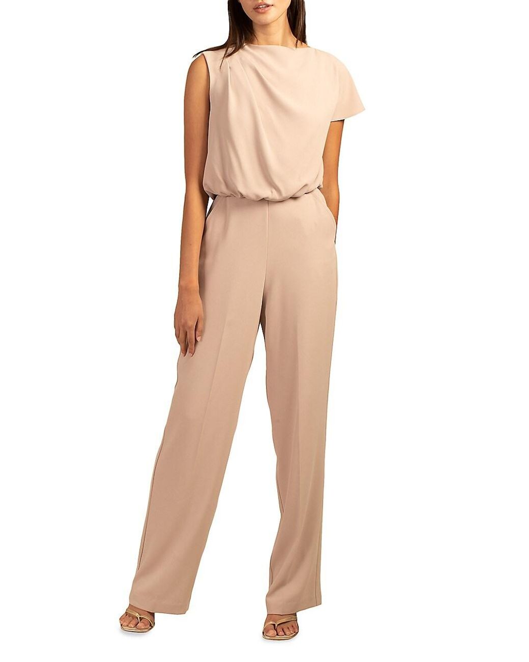 Trina Turk Synthetic Elliana Draped Jumpsuit in Natural | Lyst