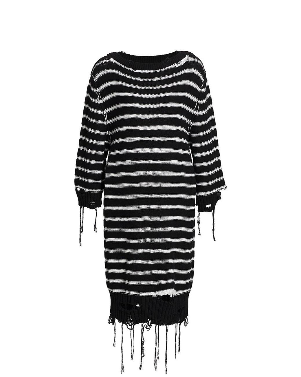 MM6 by Maison Martin Margiela Distressed Knit Sweaterdress in Black | Lyst