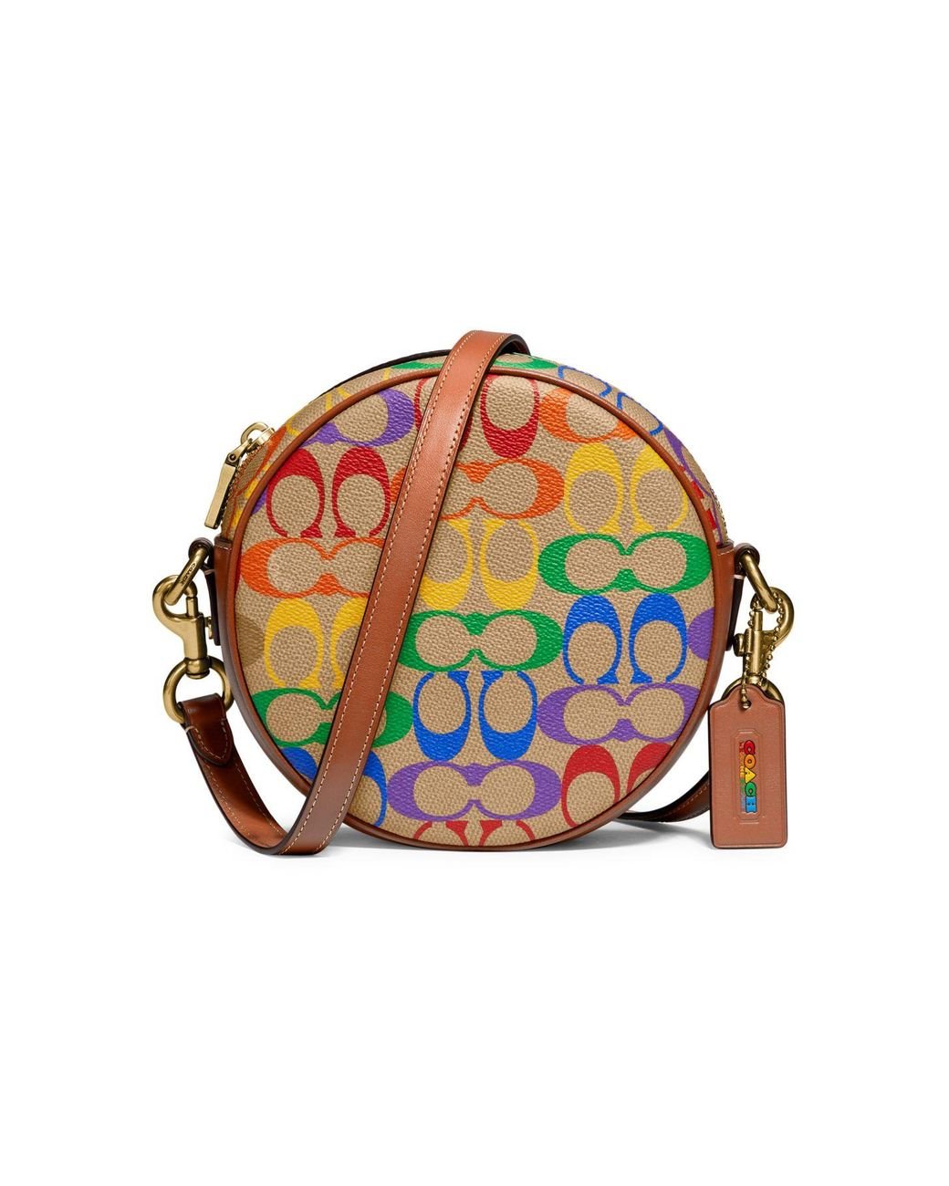 COACH Rainbow Signature Coated Canvas Crossbody Circle Bag Lyst