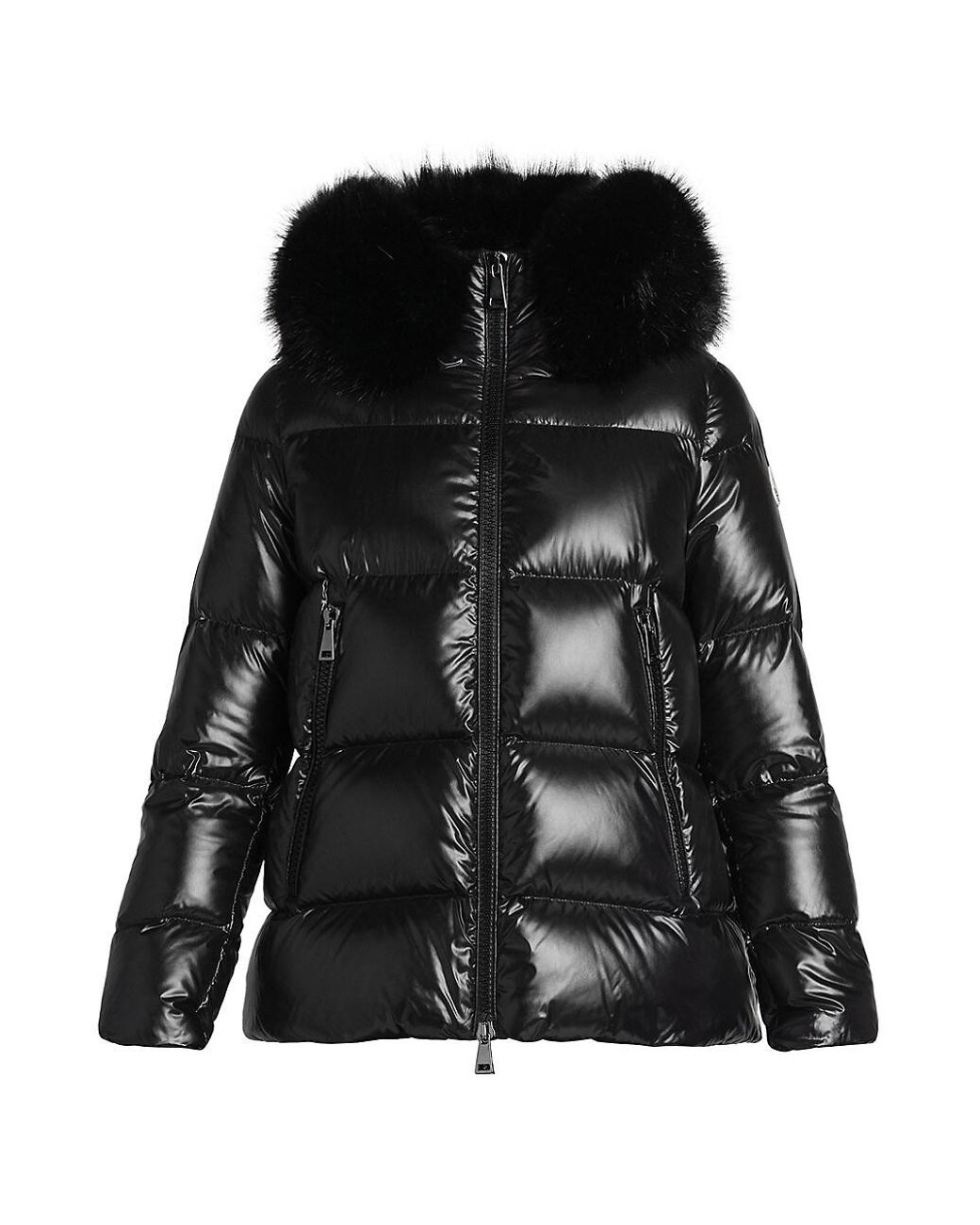 Moncler Synthetic Laiche Down Faux Furtrim Parka in Black Lyst