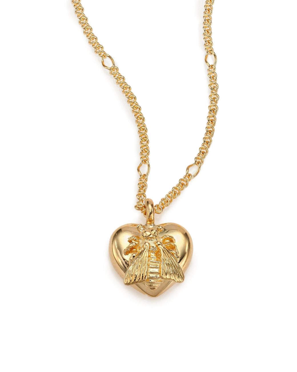 Gucci 18k Yellow Gold Bee Heart Pendant Necklace in Metallic | Lyst
