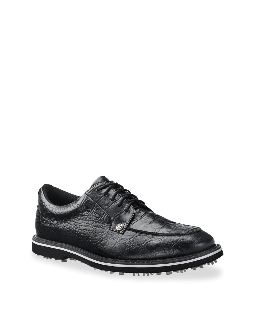 G/FORE Gallivanter Pintuck Croc-embossed Leather Golf Shoes in Black ...