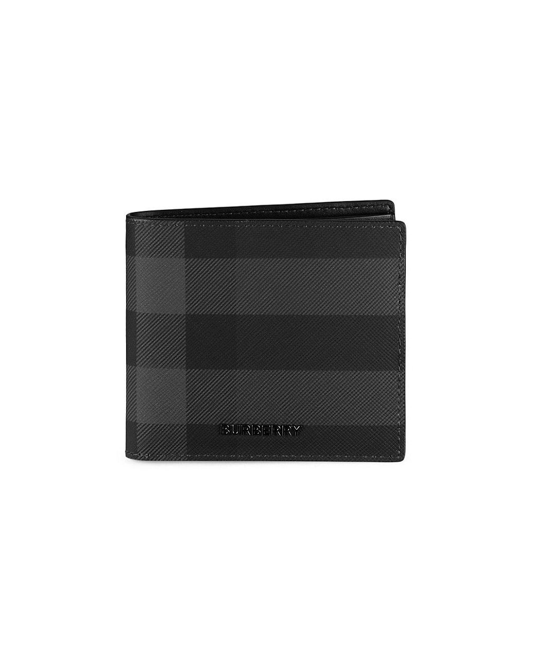 Burberry Check Bifold Wallet in Black for Men | Lyst