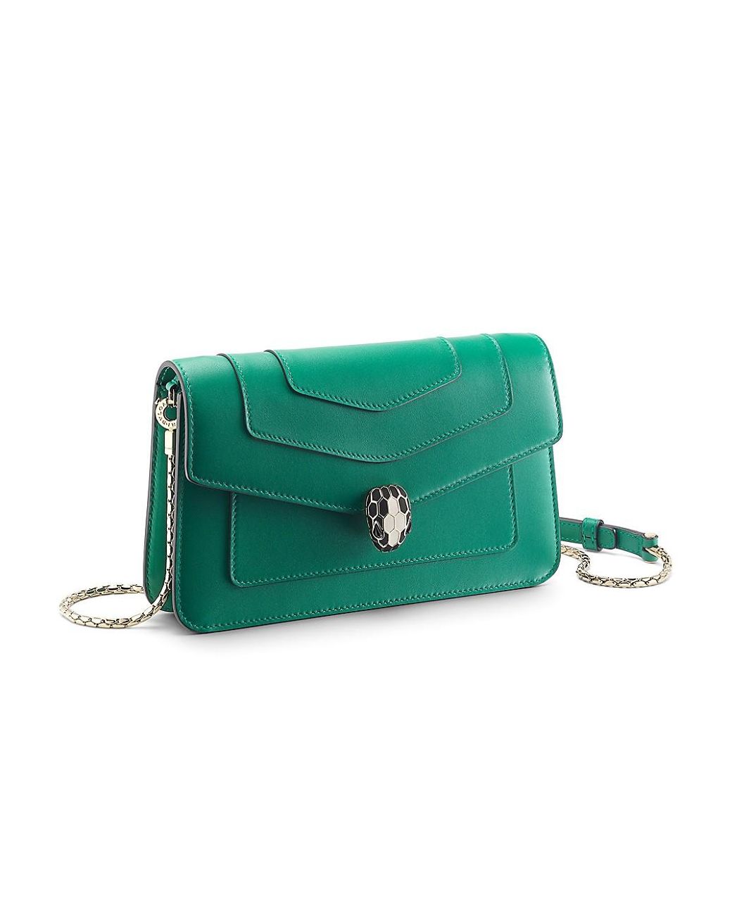 BVLGARI Serpenti Leather Wallet-on-chain in Green | Lyst