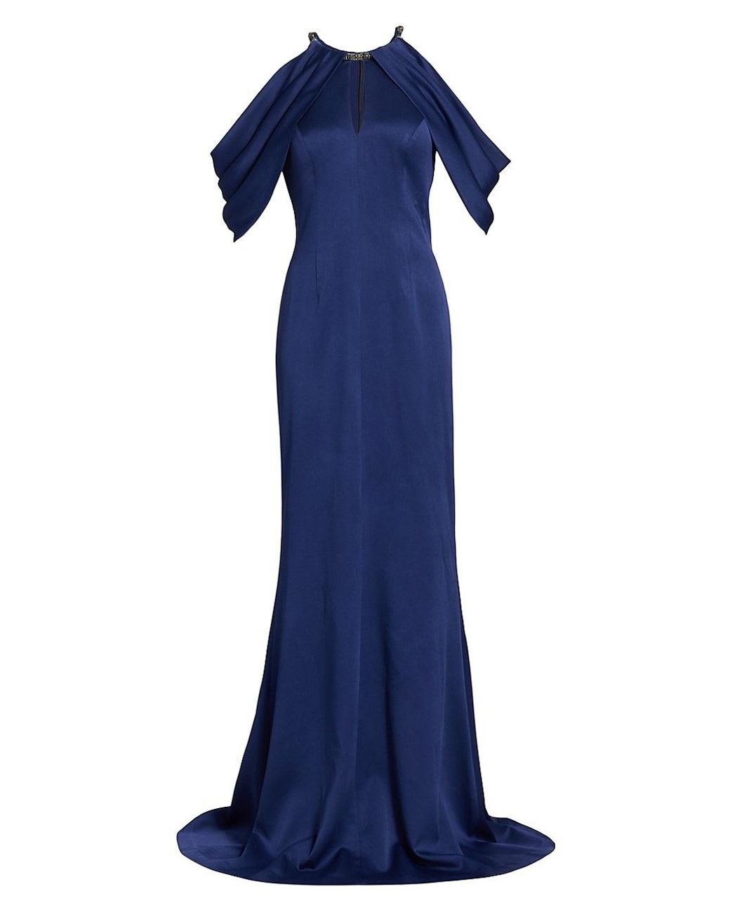 Teri Jon Embellished Satin Gown in Blue | Lyst