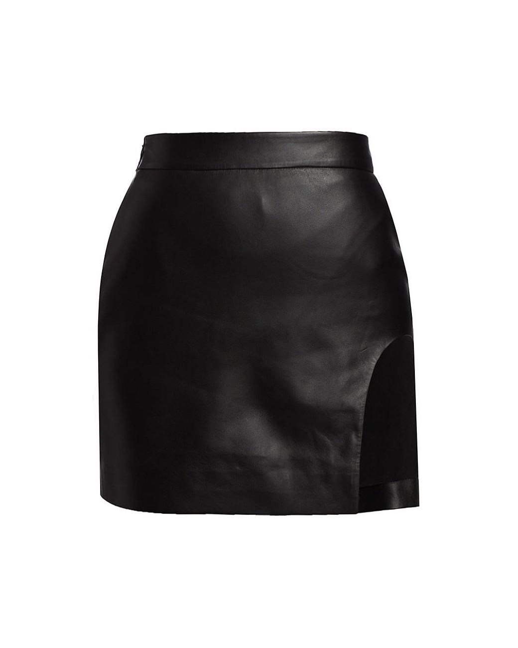 Zeynep Arcay U-slit Leather Miniskirt in Black | Lyst