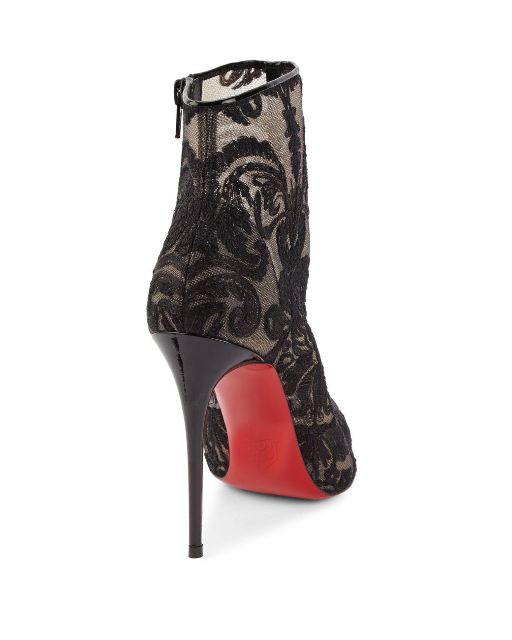 Christian Louboutin Gipsy 100 Guipure Lace Ankle Boots in Black