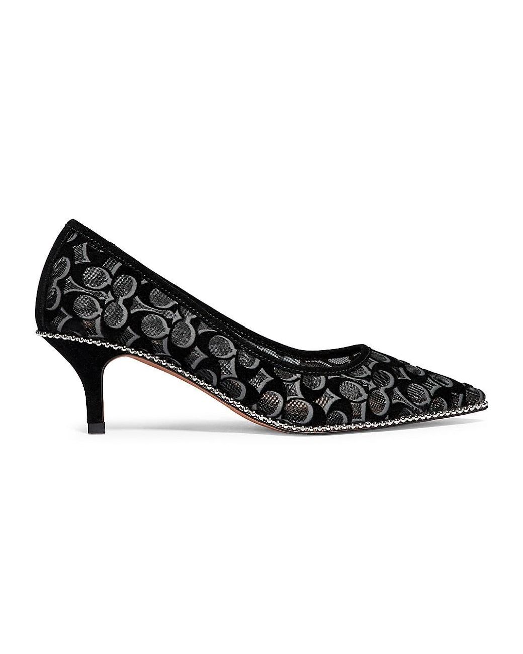 COACH Jackie Beadtrim Signature Mesh Pumps in Black Lyst