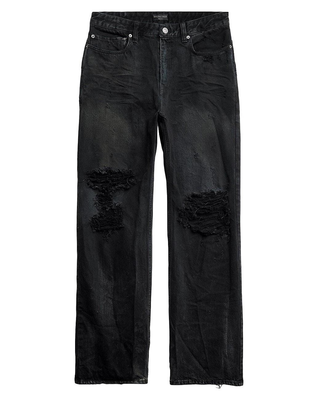 Balenciaga Ripped Pants in Black | Lyst