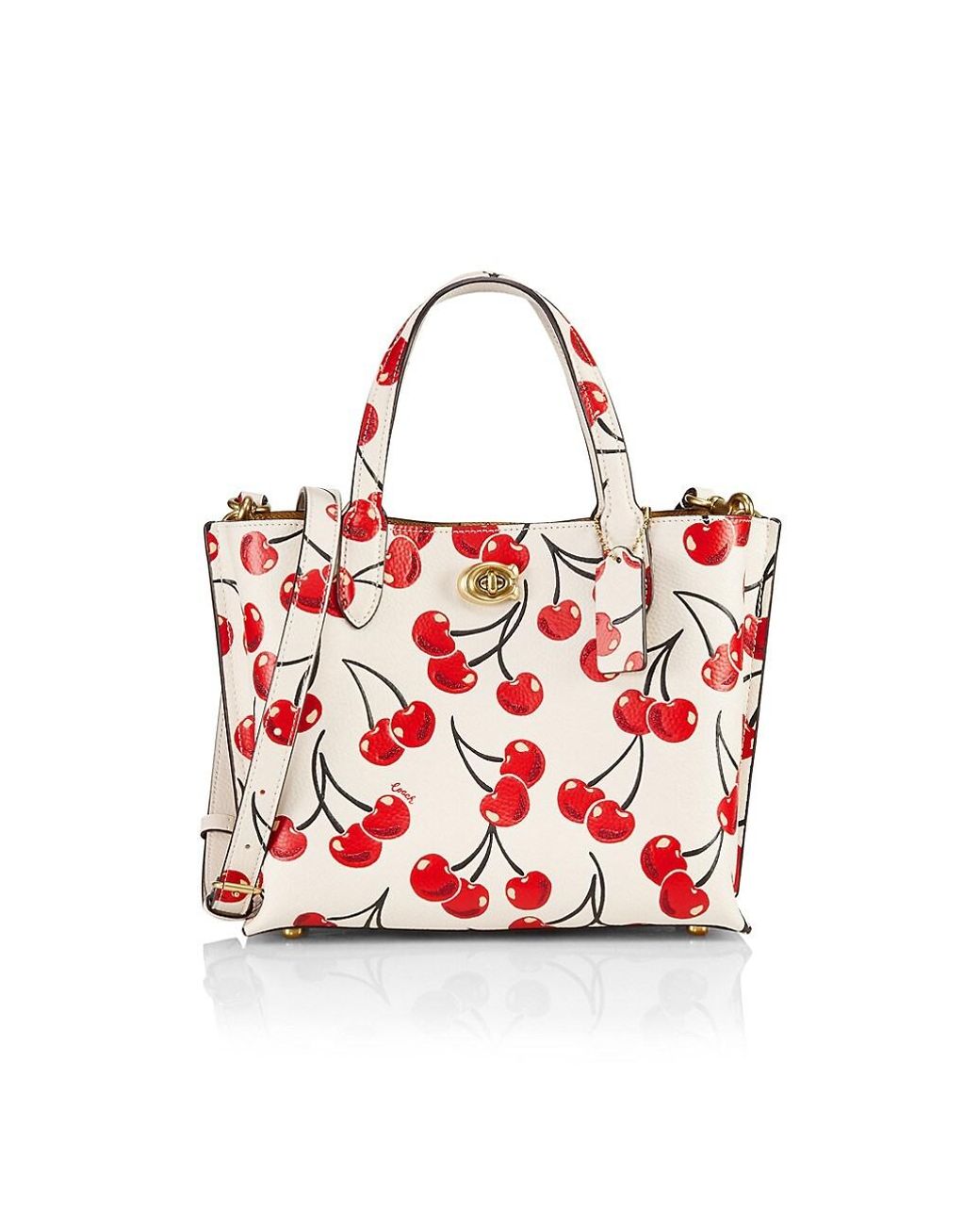 COACH Willow 24 Cherryprint Leather Tote Lyst