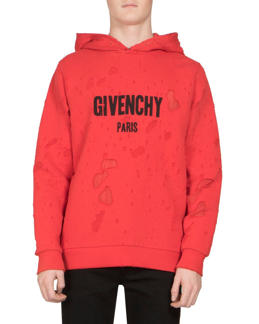 Givenchy Cuban Distressed Hoodie in Red for Men | Lyst