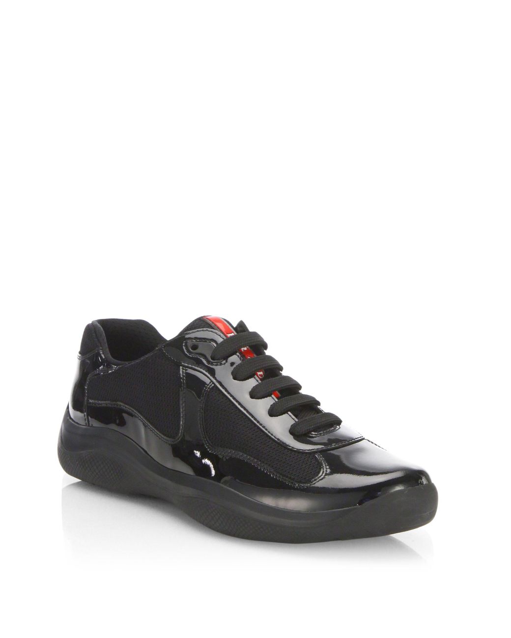 Prada Newac Patent Leather Sneakers in Black for Men | Lyst