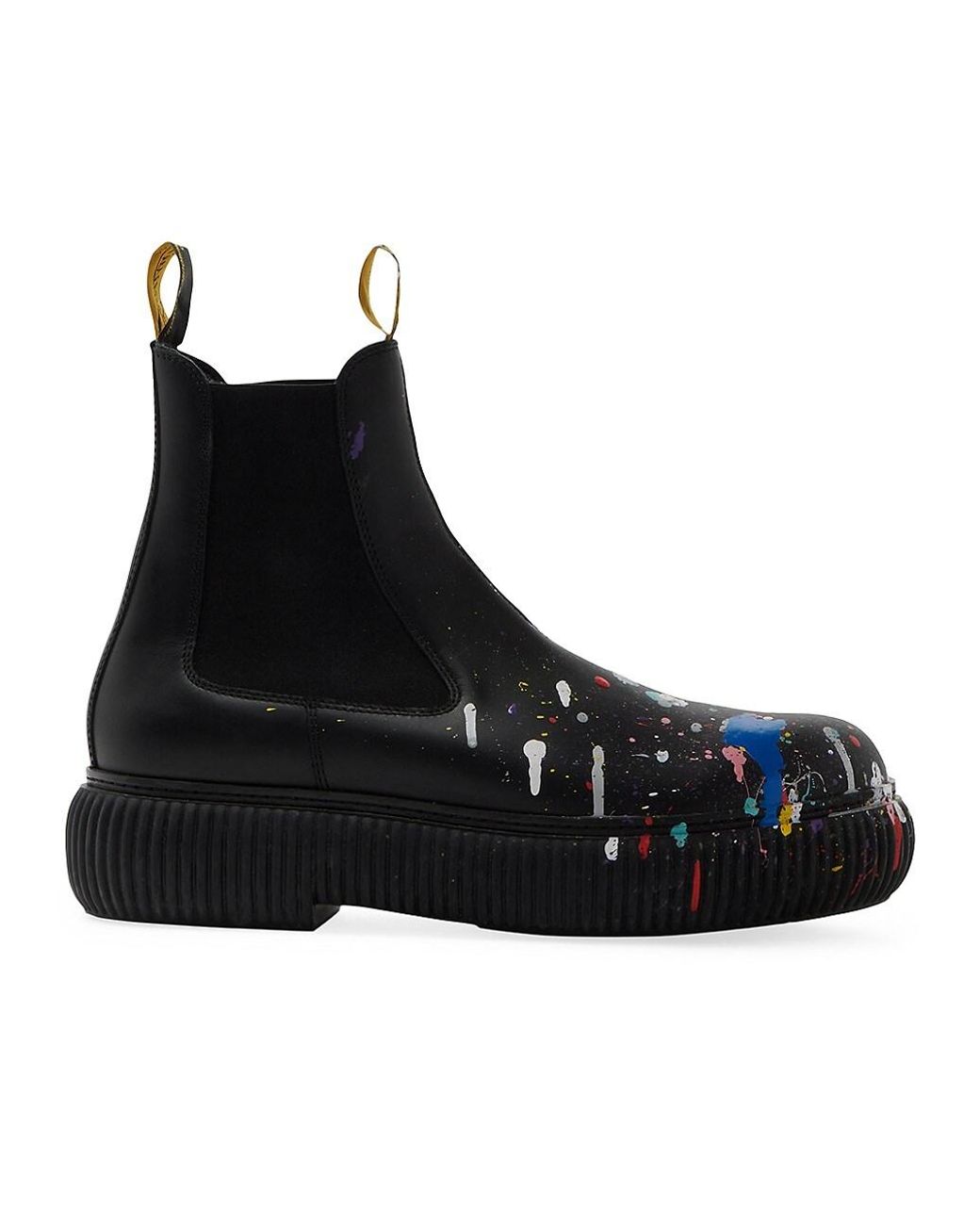 Lanvin Gallery Dept. X Paint Splatter Leather Chelsea Boots in Black
