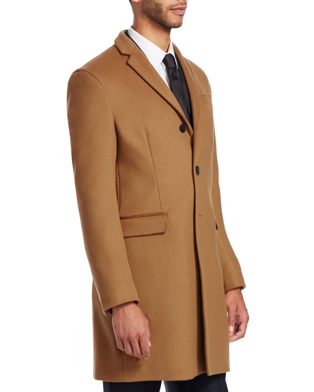 Emporio Armani Cashmere Wool Top Coat in Natural for Men | Lyst