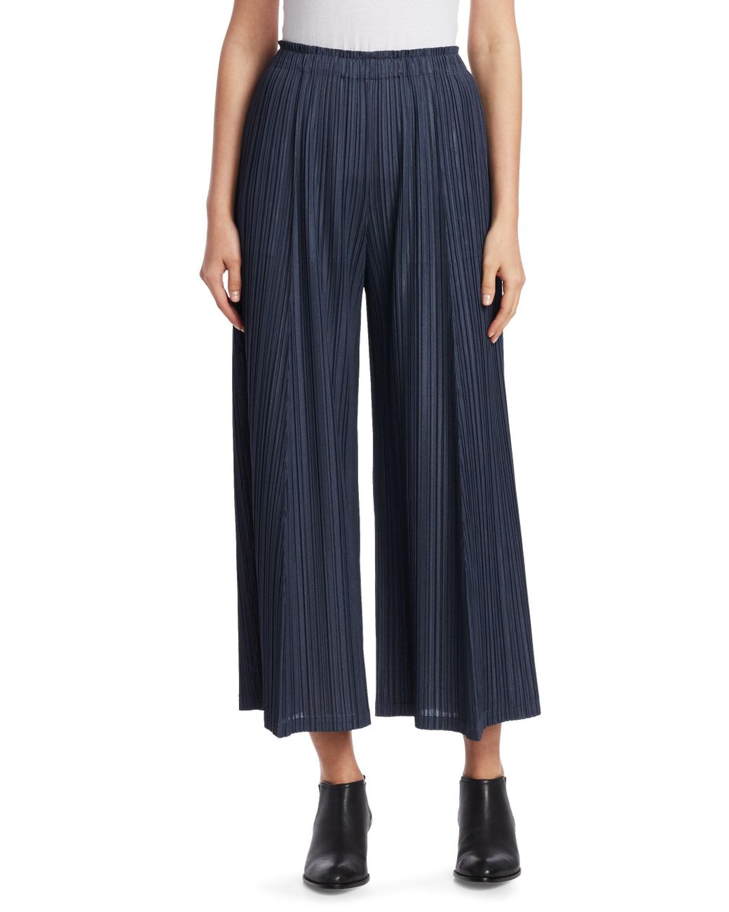 Pleats Please Issey Miyake Mellow Pleats Wide Leg Pants in Blue | Lyst