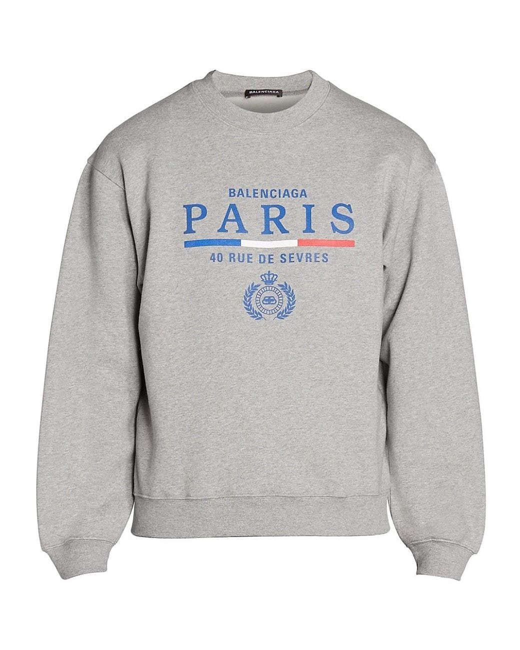 espejo ropa interior Retirada Balenciaga Paris Flag Logo Sweatshirt in Gray for Men | Lyst
